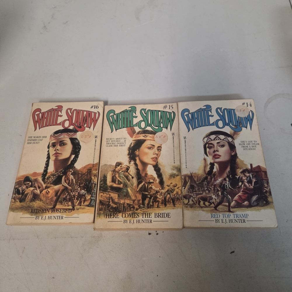 Lot of 3 Vintage EJ Hunter White Squaw Western Paperback 14 15 16 Sioux Wildfire